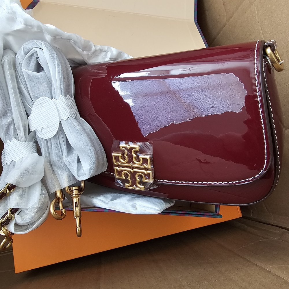 Tory Burch Glossy Wine Crossbody Bag